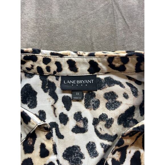 LANE BRYANT Shirt Womens Size 22 Button Up Blouse Top Cheetah Print Long Sleeve - Picture 4 of 7